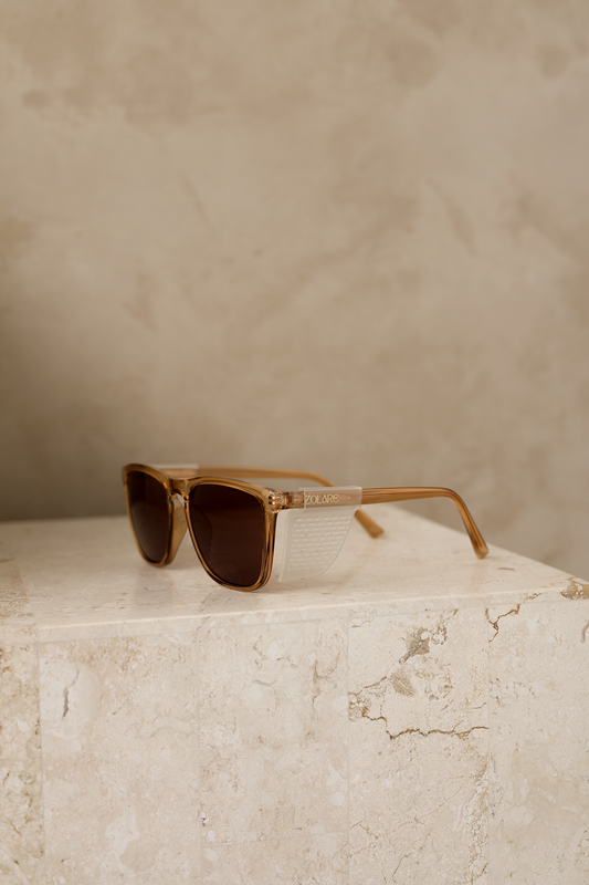 The Arden in Honey by Zolare - glossy translucent brown frame with B15 brown lens